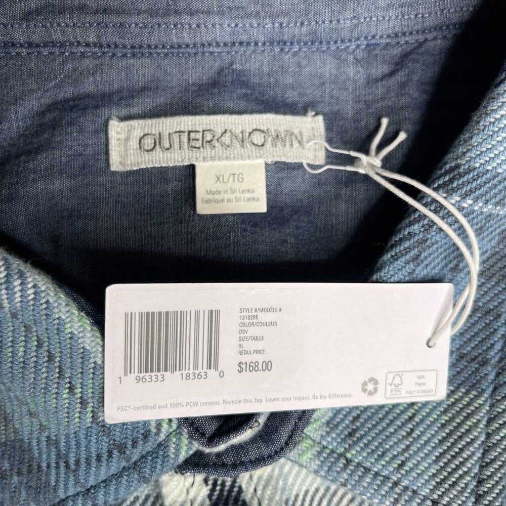New Outerknown Blanket Shirt Blue White Heavy Organic Cotton Flannel Multi Sizes - Picture 13 of 16